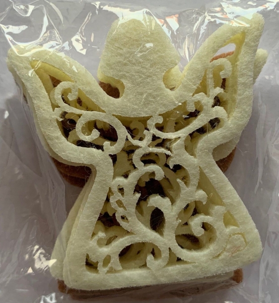 Filzornament Engel, zimt + creme